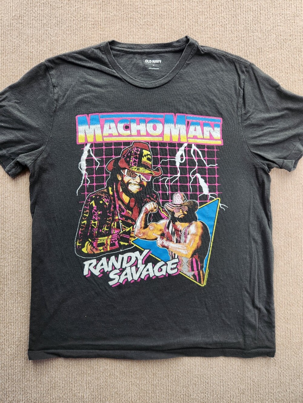 Old Navy Macho Man Randy Savage WWE Graphic T-Shirt Black Men's Size M - Picture 2 of 7